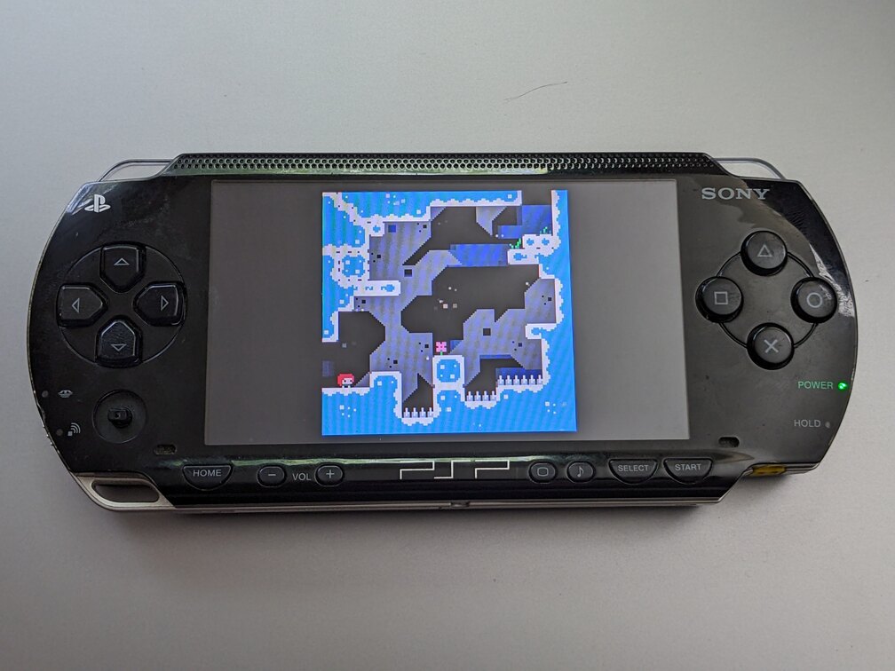 Photo of a PSP running Celeste